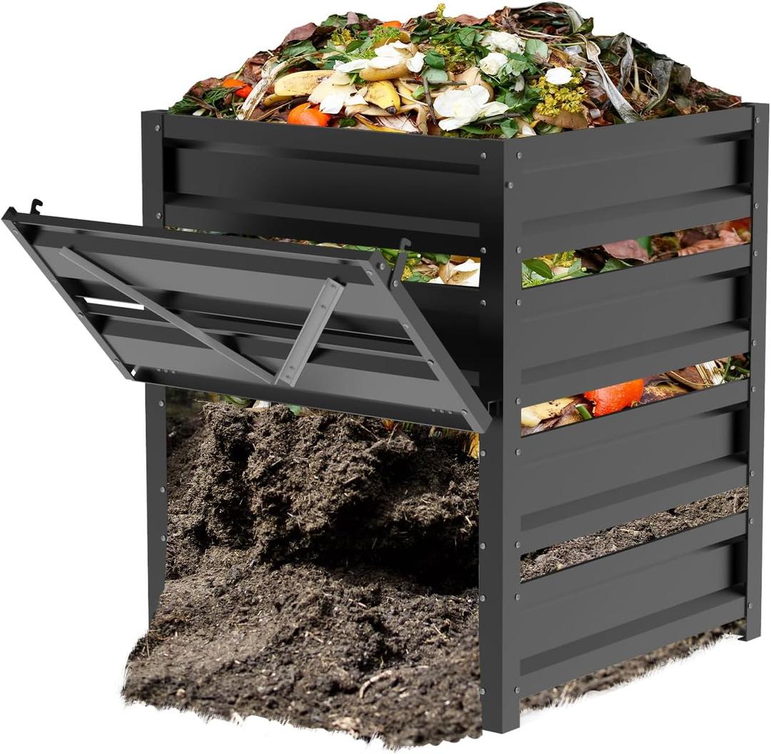 Compost Bin Outdoor -170 Gallon Composter with Rust-Proof Coating, Painted Finish, Large Compost Bin for Producing Fertilizer from Kitchen Waste and Fallen Leaves