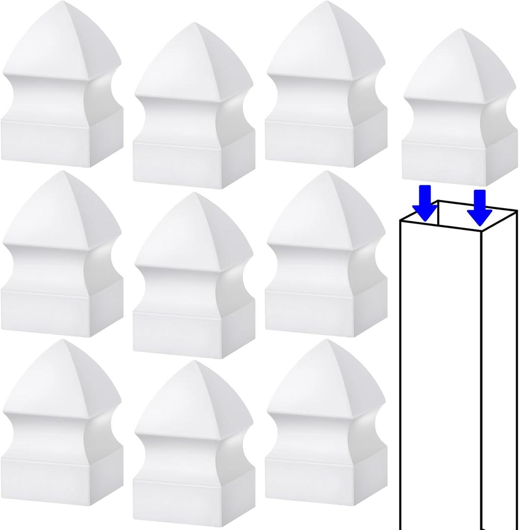 Lothee 10 Pcs Vinyl Post Cap Gothic Post Caps Decking Caps PVC Fence Parts for Decks Fence Mailbox (1 1/2" X 1 1/2")