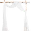 Floroom Wedding Arch Draping Fabric 1 Panel 20Ft White Chiffon Fabric Drapes Arbor Drapery Wedding Ceremony Reception Swag Decorations