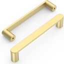 Amerdeco 10 Pack ZH0005MGP Brushed Gold 5 Inch(128mm) Hole Centers Kitchen Cabinet Pulls Hardware Modern Kitchen Handles for Cabinets Cupboard Handles Drawer Pulls