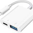 SUNTRSI USB Camera Adapter, Portable USB 3.0 Female OTG Adapter for iPhone, iPad to USB Adapter with Charging Port, No Application, Plug and Play