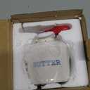 Apollo's Kitchen French ceramic butter crock with a water seal, white glossy color, with a red butter spreader. For soft spreadable butter