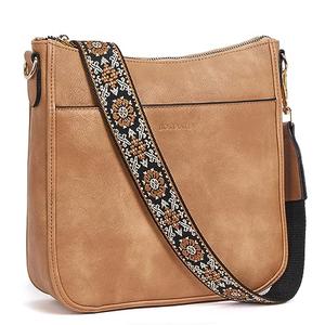 BOSTANTEN Crossbody Bags for Women Trendy Vegan Leather Hobo Purses Shoulder Handbags With Wide Shoulder Strap Camel Brown