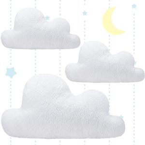 Unittype 3 Pcs Clouds Shaped Throw Decorative Pillows Cute Soft Cloud White Waist Rest Cushion Lovely Floor Cushion Reading Pillows 2 Size Girls Kids Cloud(15 Inch, 9.8 Inch)