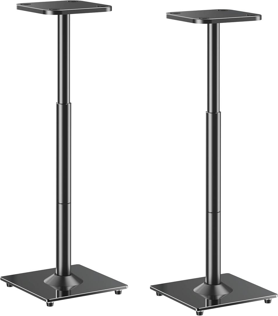 ELIVED Universal Speaker Stands Height Adjustable 28"-37.4", Bookshelf Speaker Stand Pair for Satellite Studio Large Speakers Up to 22 lbs, Surround Sound Speaker Stand with Cable Management, Black