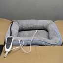 Heated Cat Bed Indoor - Adiustable Temperature Pet Heating Bed with Timer and Chew Resistant Cord, Washable Puppy Bed with Non-Slip Bottom, 21" x 21" x 8", Blue