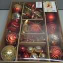 SHareconn 80pcs Christmas Balls Ornaments Set, Contemporary Light Luxury Gift Set, Shatterproof Plastic Decor for Xmas Tree Holiday Wedding Party Decorations with Hanging Strings,Red and Gold