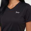 Juicy Couture Women's Short Sleeve V-Neck Athletic T-Shirts Workout, Fitness, Yoga, Pilates, Gym Activewear (Black, S)