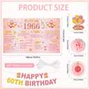 24 Pcs 60th Birthday Decorations for Women, Back in 1966 Party Supplies, Pink Gold 60th Birthday Banner Backdrop Hanging Swirls Balloons Honeycomb Centerpieces Sash