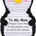 JoycuFF Easter Basket Stuffers Gifts for Mom, Handmade Crochet Mini Penguin Gifts for Mom, Birthday Gift for Mama Mother, Funny