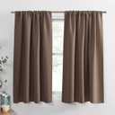 PONY DANCE Basement Window Curtains - Small Window Drapes for Cafe Bedroom Rod Pocket Room Darkening Curtain for Bathroom/Nursery/Kitchen, 42 inch Wide x 40 inch Long, 1 Pair, Mocha