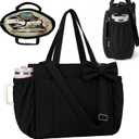 Yinkin Tote Bag with Tumbler Cup Holder for Women 15.6" Laptop Compartment Bow Lightweight Puffy Work Bag Teacher Nurse