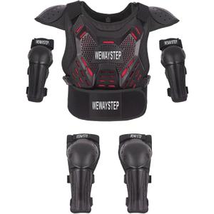 Kids' Dirt Bike Armor - Motocross Protective Gear with Chest Protector, Knee & Elbow Pads for Cycling & Off-Road Riding (Black)
