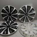 15" Black White Wheel Rim Cover Hubcaps Replacement R15 Hub Caps Snap On Universal Wheel Rim Cover ABS Exterior Accessories for Car Trunk SUV Set of 4