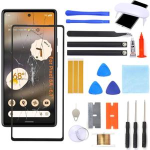 Pixel 6A Screen Replacement, Front Glass Outer Panel Repair Kit Compatible with Google Pixel 6A 6.1"(No LCD & Touch Digitizer)