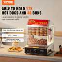 VEVOR Hot Dog Steamer, 28.5QT, 2-Tier Hot Dog Hut Steamer, 86~185 Temperature Control, Electric Bun Warmer with Tempered Glass Slide Doors Partition Plate Tong, Stainless Steel, for Hot Dogs & Buns