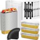 100 Pcs Mini Cake Pans with Lids, 6.8 Oz Mini Loaf Pans with Lids and Spoons, Aluminum Foil Loaf Baking Pan, Disposable Cake Pan with Lid for Cake Bread Muffin Wedding Birthday Party