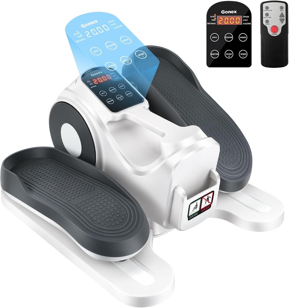 Gonex Under Desk Elliptical Exercise Machine, Leg Exerciser While Sitting for Seniors, 3-in-1 Mini Seated Pedal Exerciser as Seen on TV, 10 Resistance & Speed Levels, Manual/Auto with Remote (White)