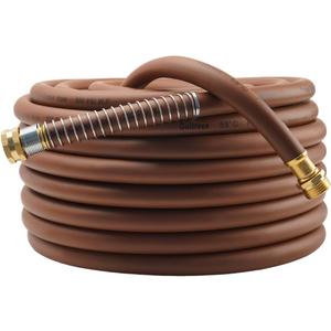 Garden Hose 90FT x 5/8", Heavy Duty Rubber Hose, Water Hose with Five Layered Braiding, Male to Female Fittings, 1000PSI Burst, 300PSI Working (Brown)