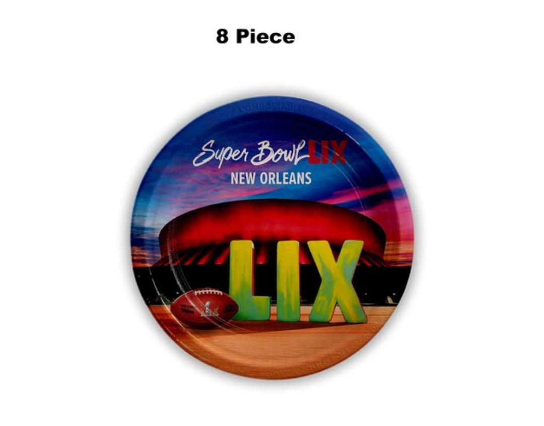 8 Count NFL Super Bowl 2025 Paper Dinner Plates Disposable Football Party Supplies 9 Inc