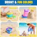 Beach Toys Collapsible Sand Toys Foldable Sand Buckets Set 6 pcs with Shovels Silicone Sand Pails for Beach, Pool, Travel, Fishing, Beach Essentials for Summer