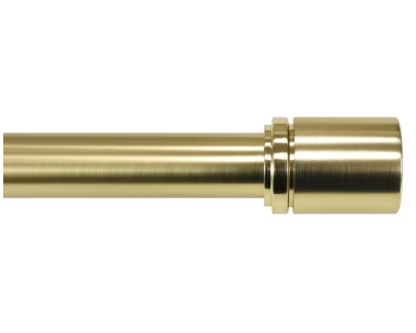 Better Homes & Gardens 1" Brass Cylinder Adjustable Single Curtain Rod Set, 42"-120"
