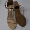 DREAM PAIRS Women's Chunk Low Heel Pump Sandals (7.5, Nude/Nubuck)