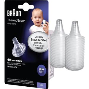 Braun ThermoScan Lens Filters for Ear Thermometer, Disposable Covers, Clear, 40 Count