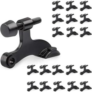HOMOTEK 20 Pack Hinge Pin Door Stopper, Hinge Stops for Top of Door, Adjustable Deluxe Heavy Duty Door Stop 2-1/2x1-3/4 inch, with Black Rubber Bumper Tips, Black