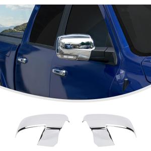 Linskip Driver and Passenger Side Mirror Covers Compatible with 2009-2018 Dodge Ram 1500 & 2019-2024 Ram 1500 Classic with Turn Signal Light Cutout, Door Mirror Bezel Caps Chrome
