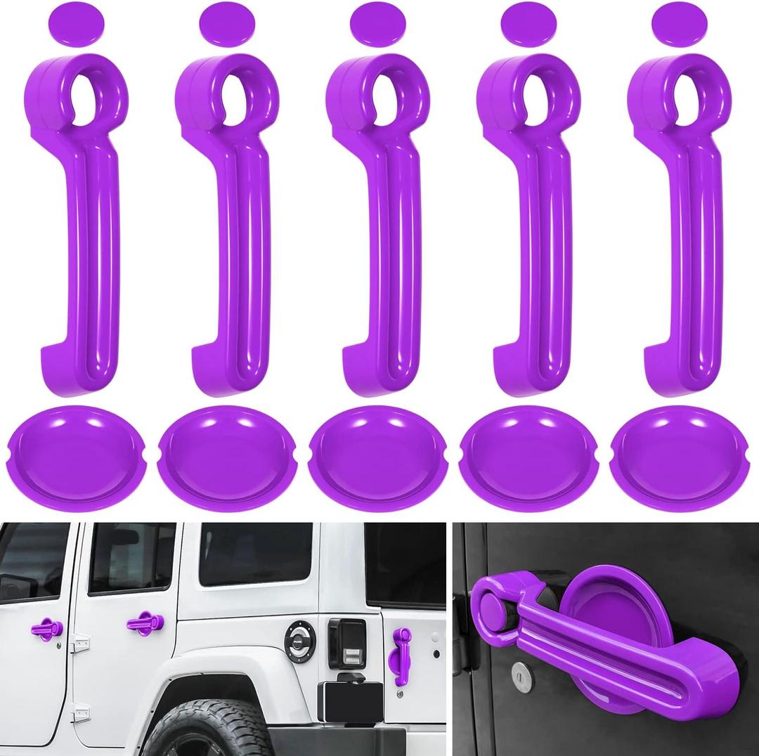 E-cowlboy Door Handle Cover Inserts+Tailgate Handle Cover+Recess Guard for 2007-2018 Jeep Wrangler JK JKU Sports Sahara Freedom Rubicon Unlimited Exterior Accessories (Purple 15PCS)