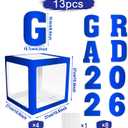 2026 Graduation Decorations - 4Pcs Blue Balloon Boxes with Letters 2026&Grad for Preschool Kindergarten Middle High School College Graduation Party Decorations Class of 2026