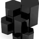 Jetec Hexagonal Jewelry Display Risers Hexagonal Market Display Risers Stands Acrylic Showcase Acrylic Stand for Jewelry Model Figures Decoration, 6 Sizes(Black,6 Pieces)