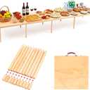 Leinuosen 120"x30" Boho Wooden Picnic Table, Portable Folding Outdoor Picnic Table with Adjustable Legs Height 13'' & 16'' for Floor Seating, Beach, Camping, BBQ, Backyard, Seating for 8-12 People