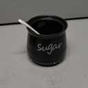 Porcelain Sugar Bowl with Lid and Spoon, 12 Ounces Ceramic Sugar Storage Jar, Sugar Container for Home and Kitchen (Black)