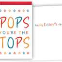 8 x Fathers Day Card Gifts for Pops Dad, Fathers Day Gift from Daughter Son, Happy Father's Day Card for Pop from Kids, Pops You're the Tops, Funny Pop Gifts