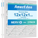 12x12x1 Air Filter 2 Pack (MERV 8) HVAC AC Furnace Air Filter 12x12 Pleated Home Dust Defense Replacement Filters MPR 600 FPR 5 (Actual Size: 11.81"x11.81"x 0.79")