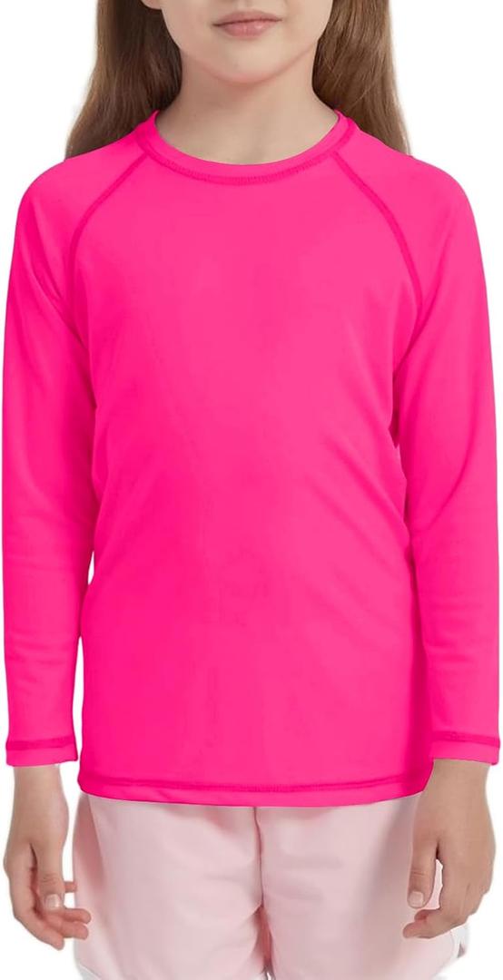 Kids Rash Guard Shirt UPF 50+ Quick Dry Sun Shirts Long Sleeve Athletic Tops for Boys and Girls, 10-12 Years 