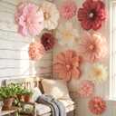 Lerheedi 12 Pcs 31.5" 20" Giant Tissue Paper Flower Decoration Extra Large Wall Crepe Paper Flower Pom Poms Church Floral Decoration for Mexican Fiesta Wedding Bridal Shower Decor (Rose Color)