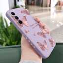 for Samsung Galaxy A54 5G Case, Floral Pattern Design Anti Fingerprint Soft Phone Cover for Samsung A54 5G, Butterfly Purple
