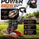 Electric Weed Wacker, 21V Battery Powered Weed Eater with Wheels, One Size