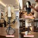 Wig Head Stand 23 Inch, Wig Stand with Head Wig Stand Tripod with Mannequin Head Stand, Wig Head Stand with Canvas Head for Wigs Making Display with Table Clamp, Wig Caps, Pins Set(Wig not included)