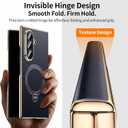 Magnetic for Samsung Galaxy Z Fold 7 Case Luxury Leather [Hinge Protection] Built-in [Screen Protector] [Fit for MagSafe] Zfold 7 Case with Kickstand & Ring Holder Black