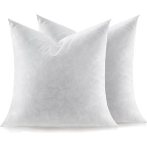 Feather Throw Pillow Inserts Set of 2, Soft Fluffy Square 16 x 16 Inches Decorative Pillow Insert, Feather and Down Filled Euro Pillows