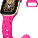 4Pack Leopard Engraved Bands Compatible with Apple Watch Band for women 38/40/41/42mm(Series 10), Soft Silicone Cheetah Sport Strap 