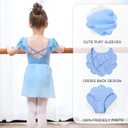 Bezioner Ballet Leotard for Girls with Removable Skirt Ballet Dress Puff Sleeve Dance Leotard Ballerina Outfit for Girls (8-10 Years, Blue)