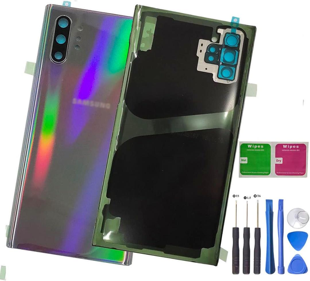 Galaxy Note10 Plus Back Cover Glass Housing Door Replacement with Camera Lens Parts for Samsung Galaxy Note10+ SM-N975F/DS SM-N975U SM-N975U1 5G +Tools (Aura Glow)