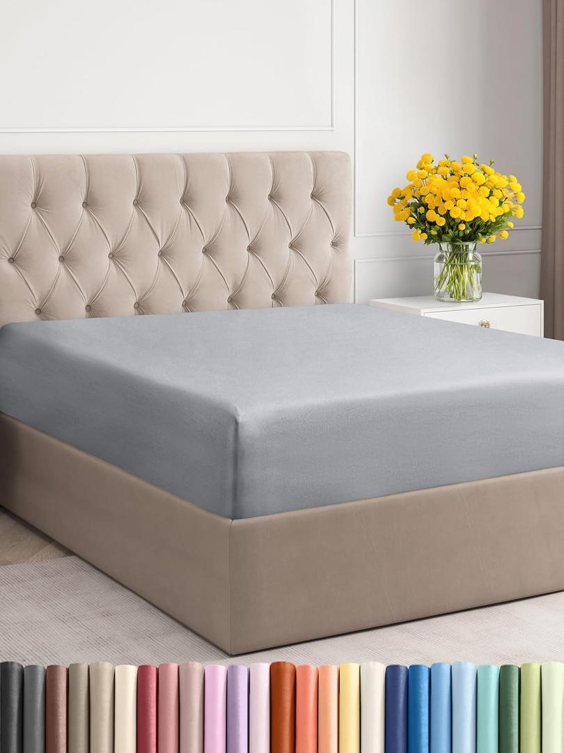 Full Fitted Bed Sheet - Bottom Single Fitted Sheet Only - Soft Hotel Luxury Bedding w/ 8-16 Inch Deep Pockets - Breathable, Cooling & Wrinkle Free - Easy-Care, Fade and Shrink Resistant - Steel Blue