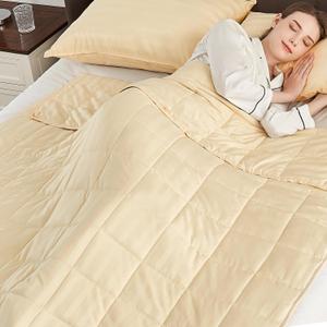 Weighted Blanket Queen Size (60"x80" 17lbs),Ultra Soft and Cozy Cooling Weighted Blanket Queen Size for Adult,Heavy Blanket with Machine Washable Soft Blanket, Beige