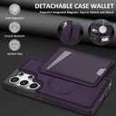 for Samsung Galaxy S24 Ultra Wallet Case with Kickstand Detachable Card Holder, for MagSafe Magnetic Wireless Charging, PU Leather Flip Credit Card Slots Slim Purse Cover Men Women, Purple